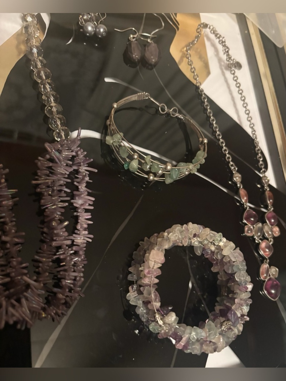2 Necklaces, 2 Gemstone Bracelets, and 2 pairs of Earrings #121 - Picture 3 of 16